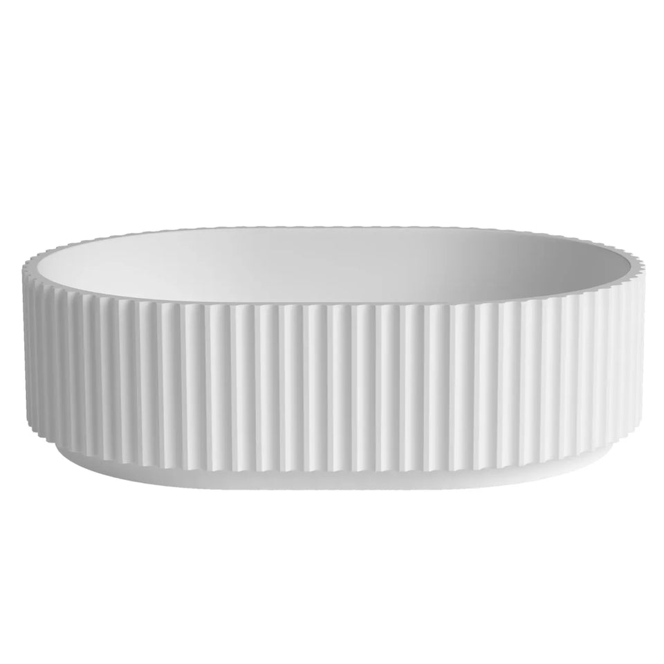 Otti Havana Oval Fluted Solid Surface 480x345x140 Matte White Basin