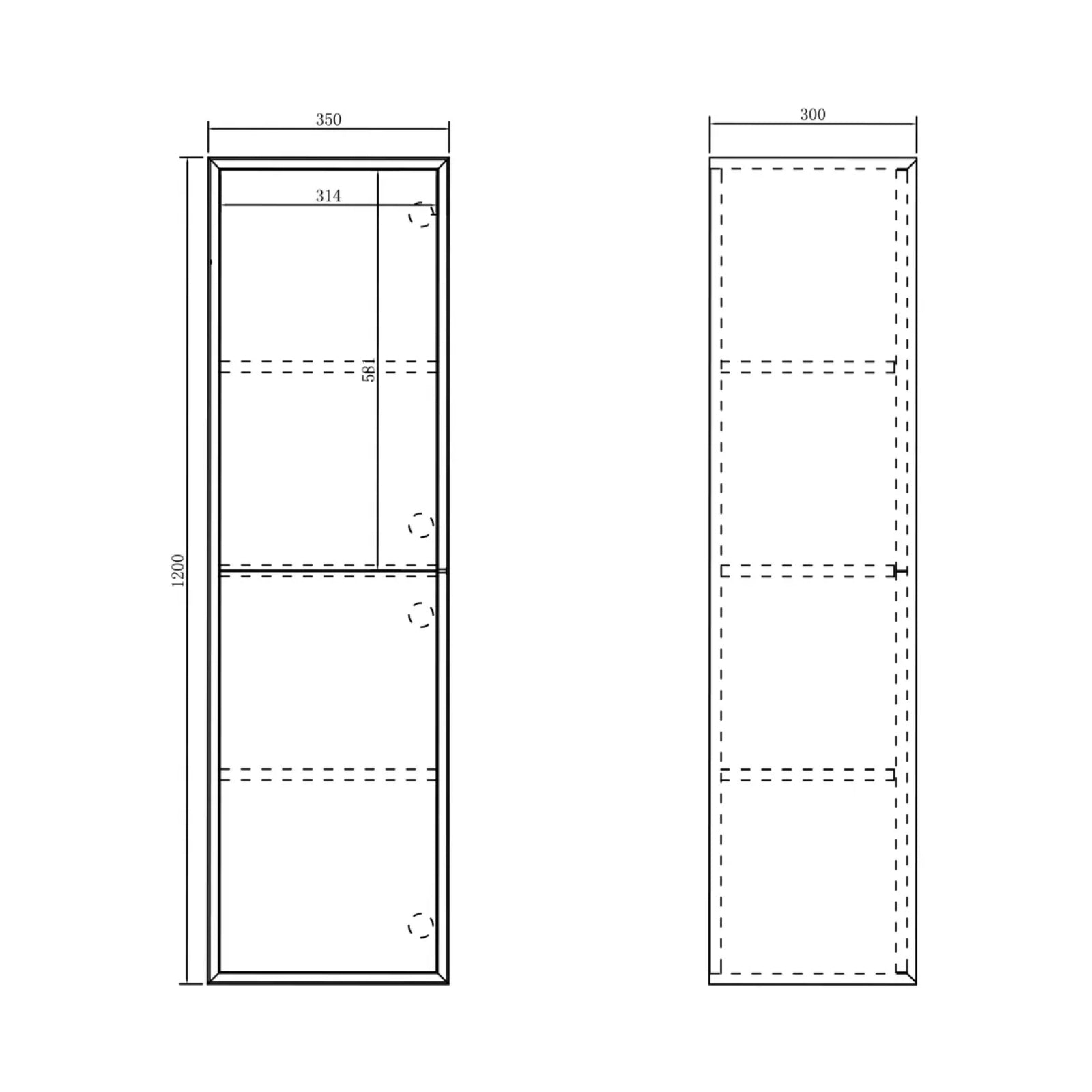 Technical Drawing Otti Havana Tall Boy - Sable Walnut HATB - The Blue Space