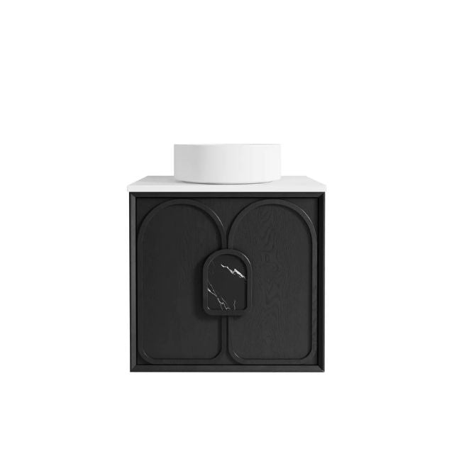 Otti Laguna Mk II Black Oak Wall Hung Vanity with Matte White Top - 600mm Single Basin LGM600BSTUD-MW | The Blue Space