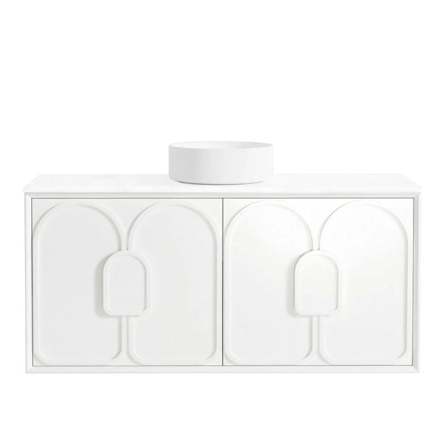 Otti Laguna Mk II Matte White Wall Hung Vanity with Matte White Top - 1200mm Single Basin LGM1200WSTUD-MW | The Blue Space