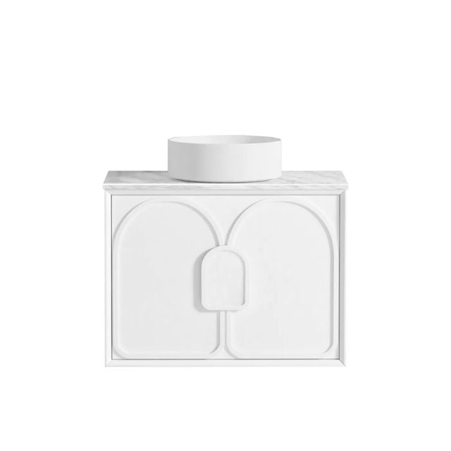 Otti Laguna Mk II Matte White Wall Hung Vanity with Natural Carrara Marble Top - 750mm Single Basin LGM750WSTUD-NCA | The Blue Space