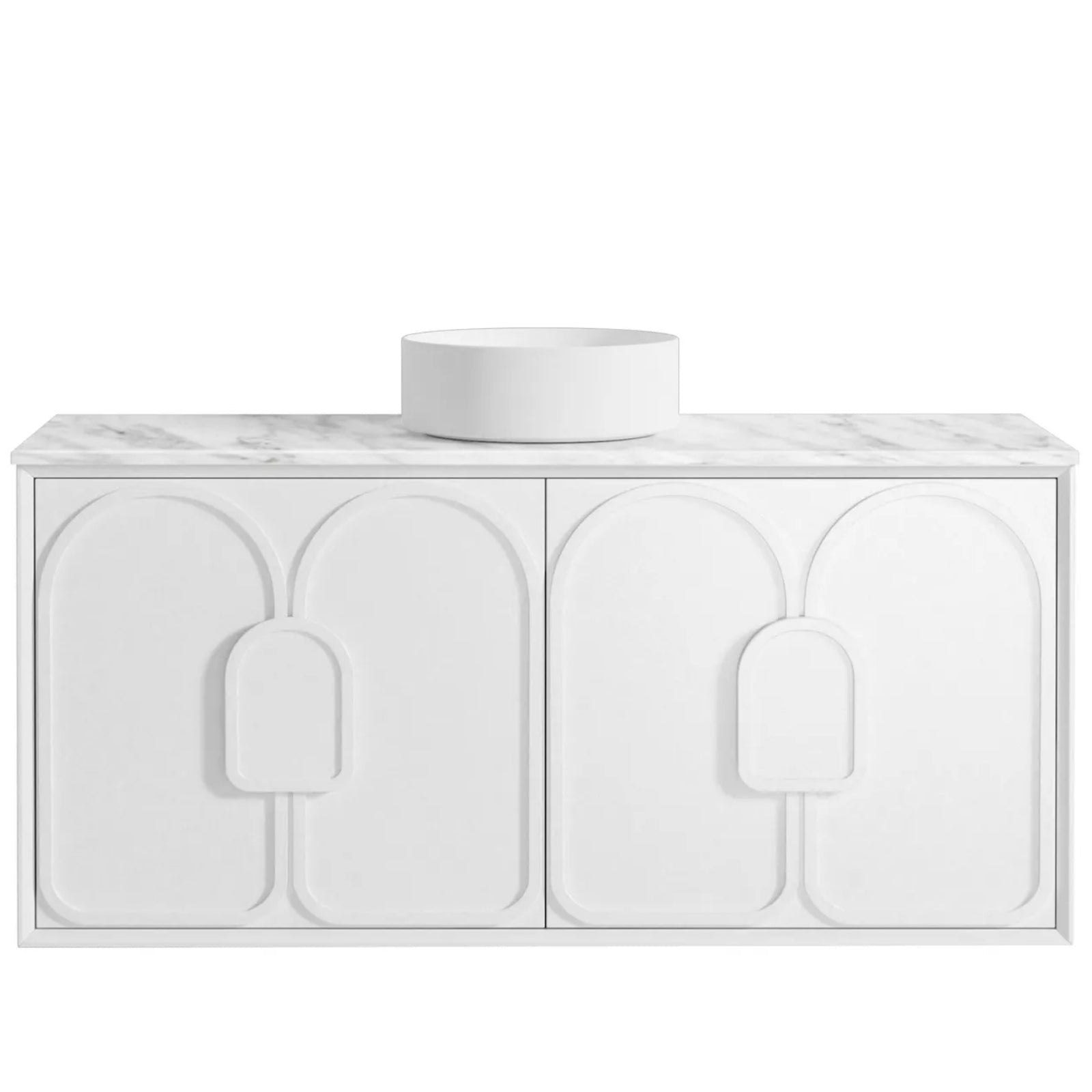Otti Laguna Mk II Matte White Wall Hung Vanity with Natural Carrara Marble Top LGM1200WSTUD-NCA - The Blue Space