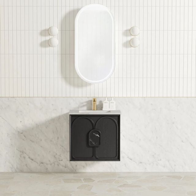 Otti Laguna Mk II Wall Hung Vanity in Black Oak with Undermount Basin 600mm Centre Bowl LGM600BSTUD-NCA-UB | The Blue Space