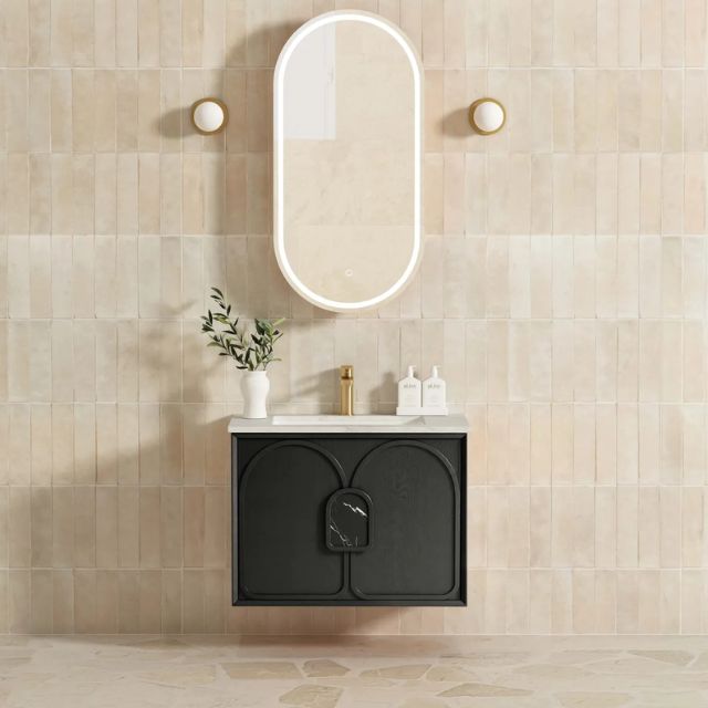 Otti Laguna Mk II Wall Hung Vanity in Black Oak with Undermount Basin 750mm Centre Bowl LGM750BSTUD-NCA-UB | The Blue Space