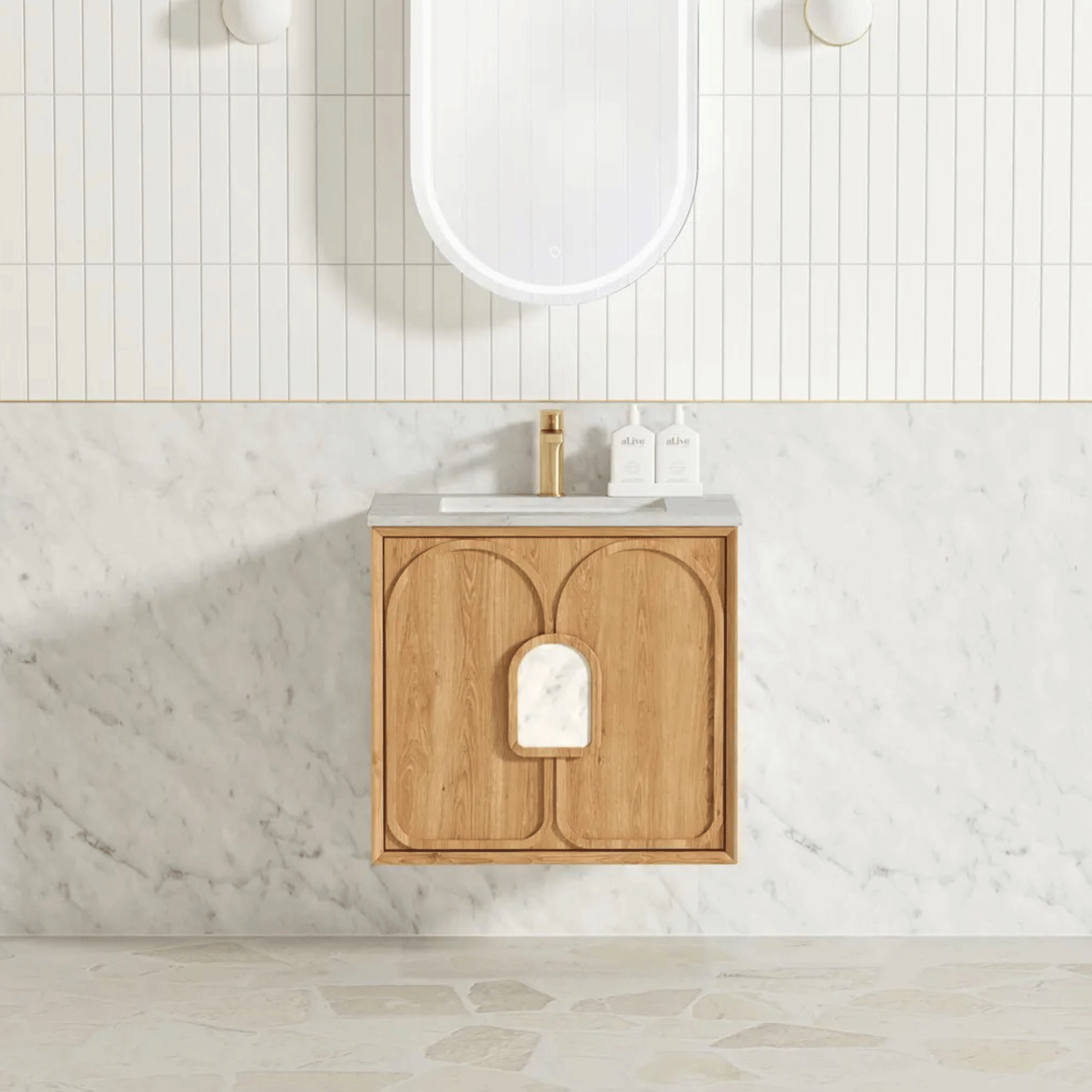 Otti Laguna Mk II Wall Hung Vanity in Woodland Oak with Undermount Basin