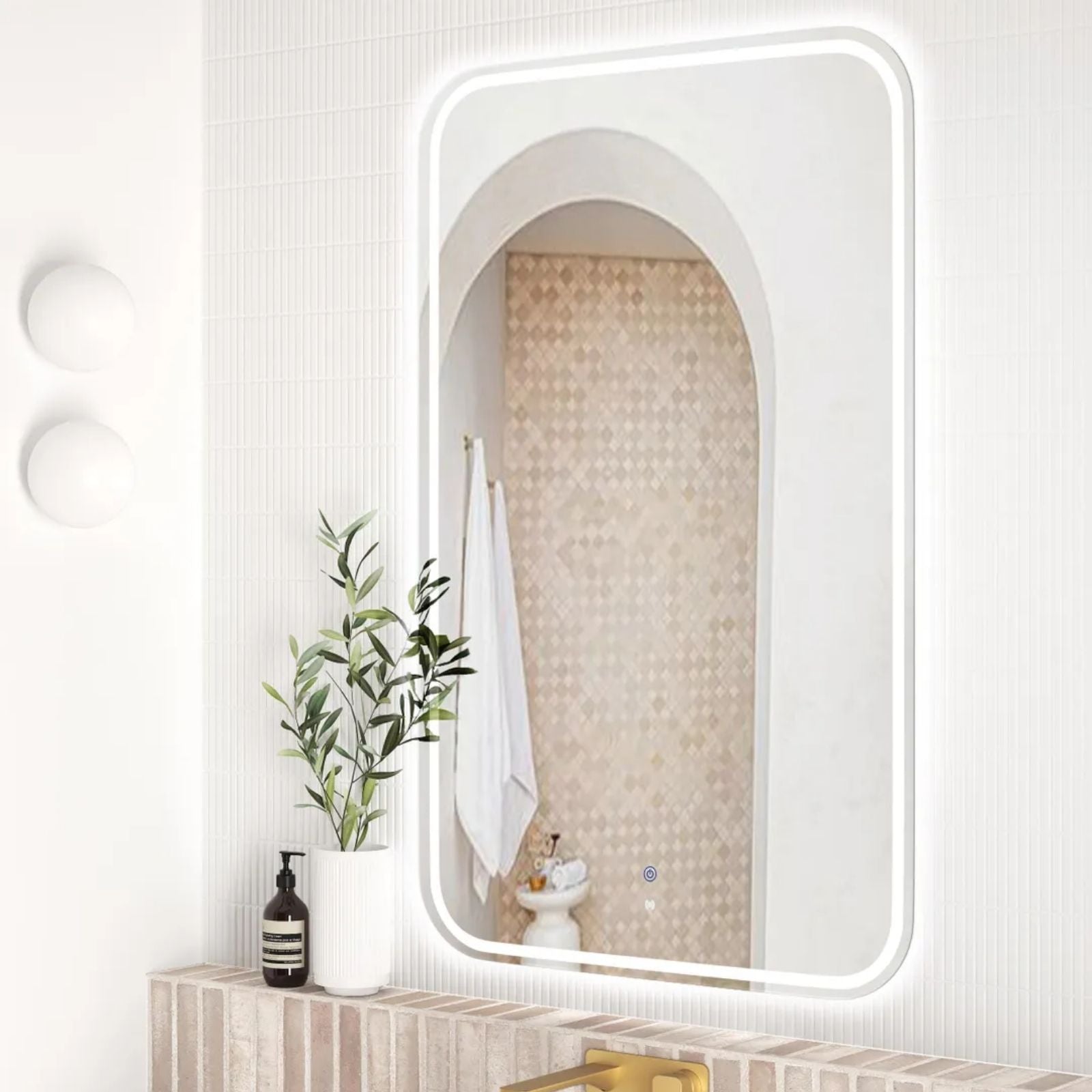 Side Otti LED Newport 1200mm x 750mm Frameless Tuffi Mirror LED-SQ1275 - The Blue Space
