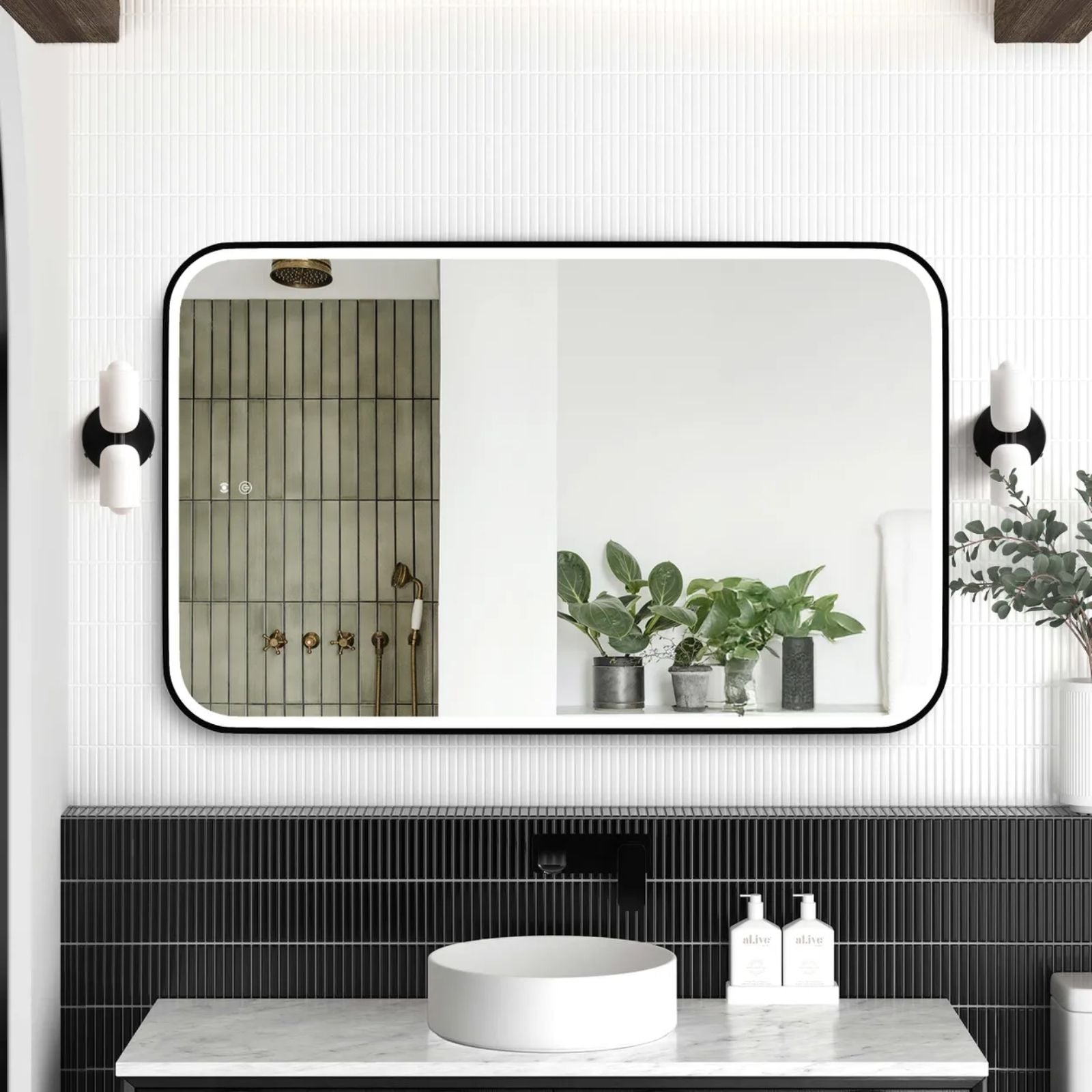 Otti LED Newport 1200mm x 750mm Metal Frame Mirror - Black LED-SQM1275B - The Blue Space