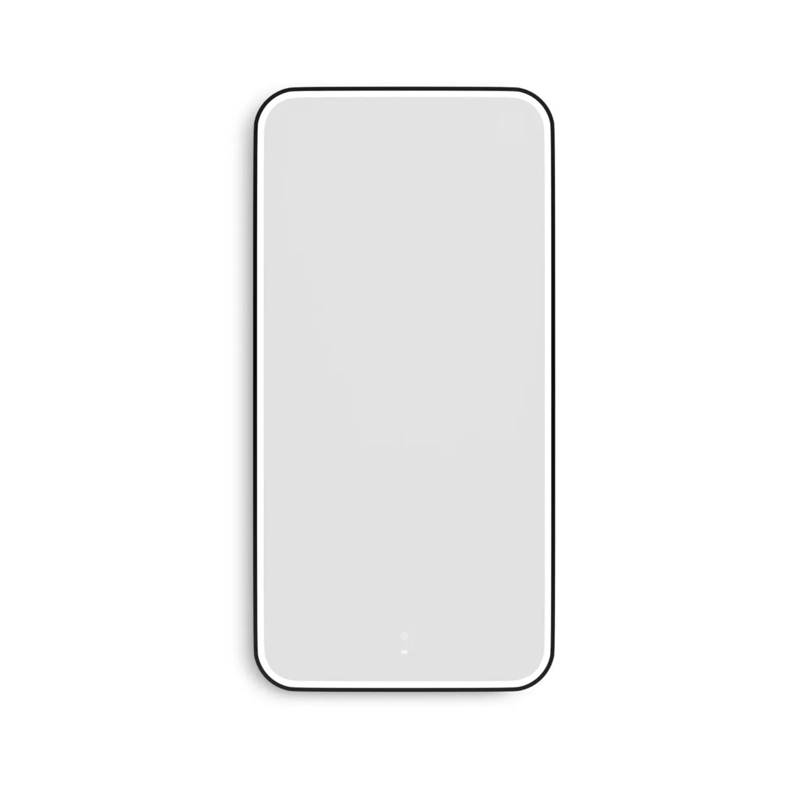 Portrait Otti LED Newport 1500mm x 750mm Metal Frame Mirror - Black LED-SQM1575B - The Blue Space