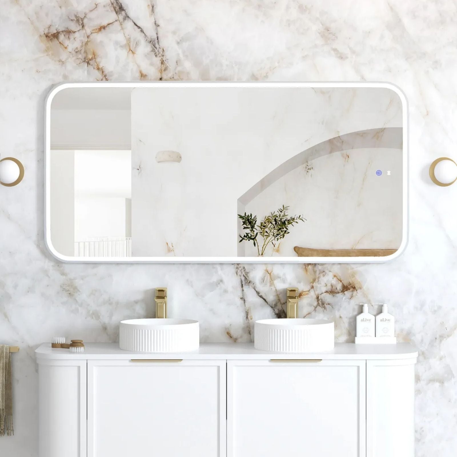 Otti LED Newport 1500mm x 750mm Metal Frame Mirror - White LED-SQM1575W - The Blue Space