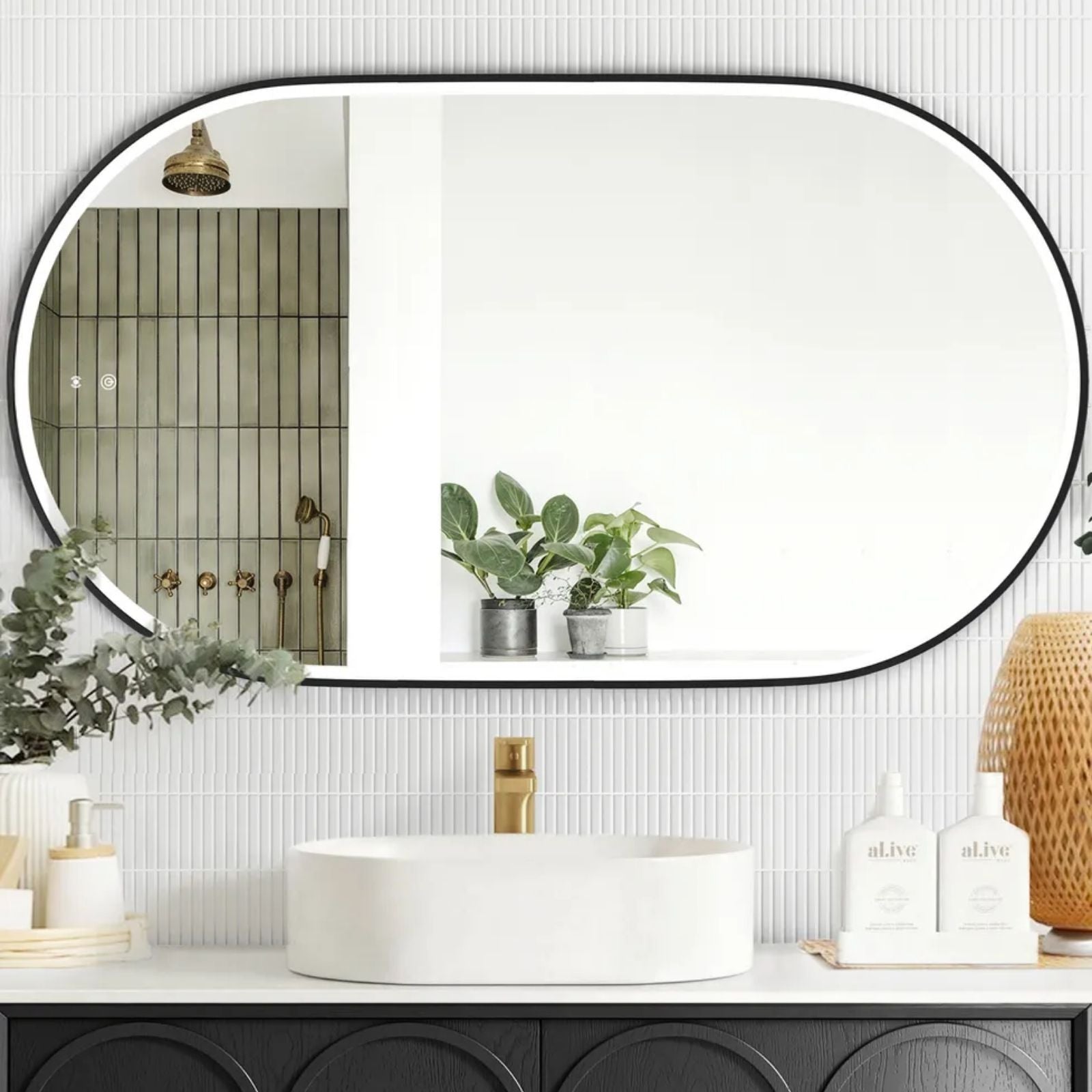 Landscape Otti LED Noosa 1200mm x 750mm Metal Frame Mirror - Black LED-OVM1275B - The Blue Space