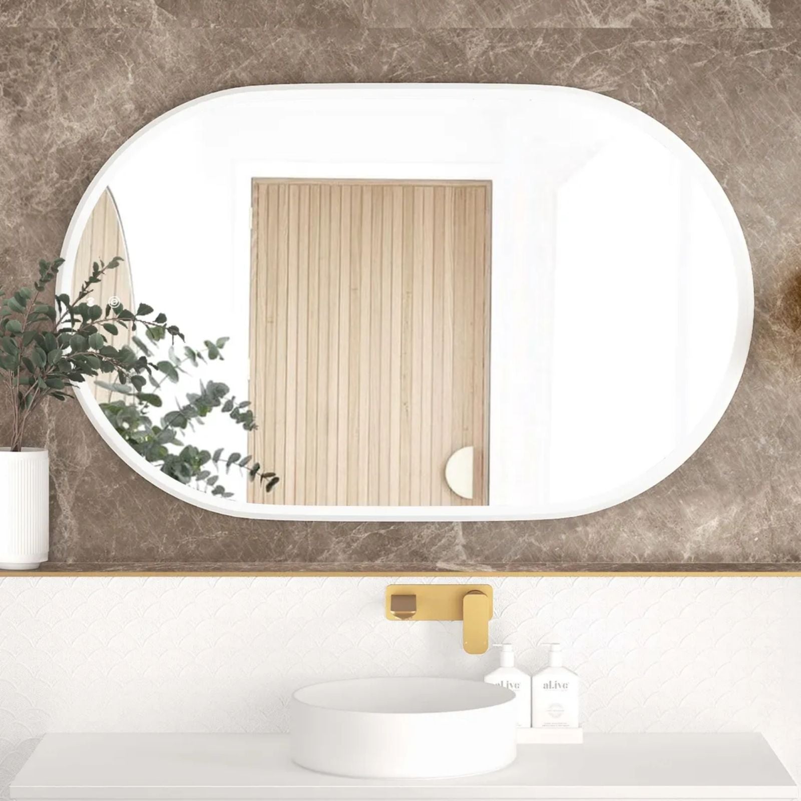 Otti LED Noosa 1200mm x 750mm Metal Frame Mirror - White LED-OVM1275W - The Blue Space