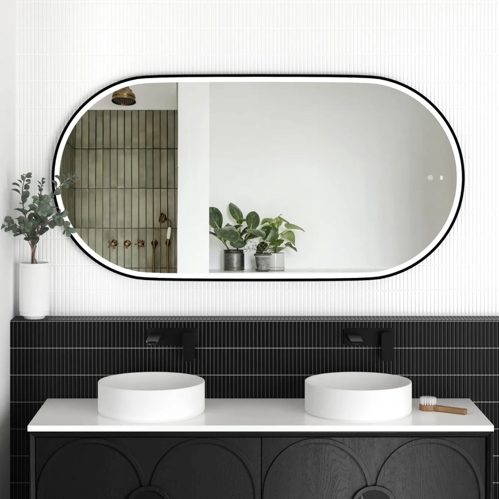 Otti LED Noosa 1500mm x 750mm Metal Frame Mirror - Black LED-OVM1575B - The Blue Space
