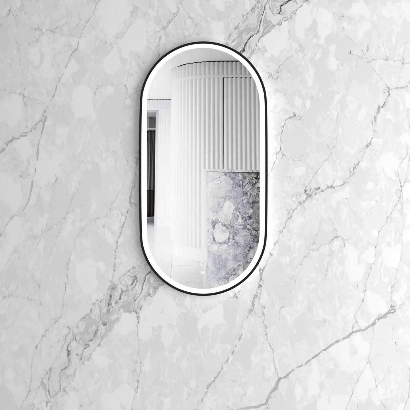 Otti LED Noosa 900mm x 450mm Metal Frame Mirror Black LED-MF9045B-N | The Blue Space