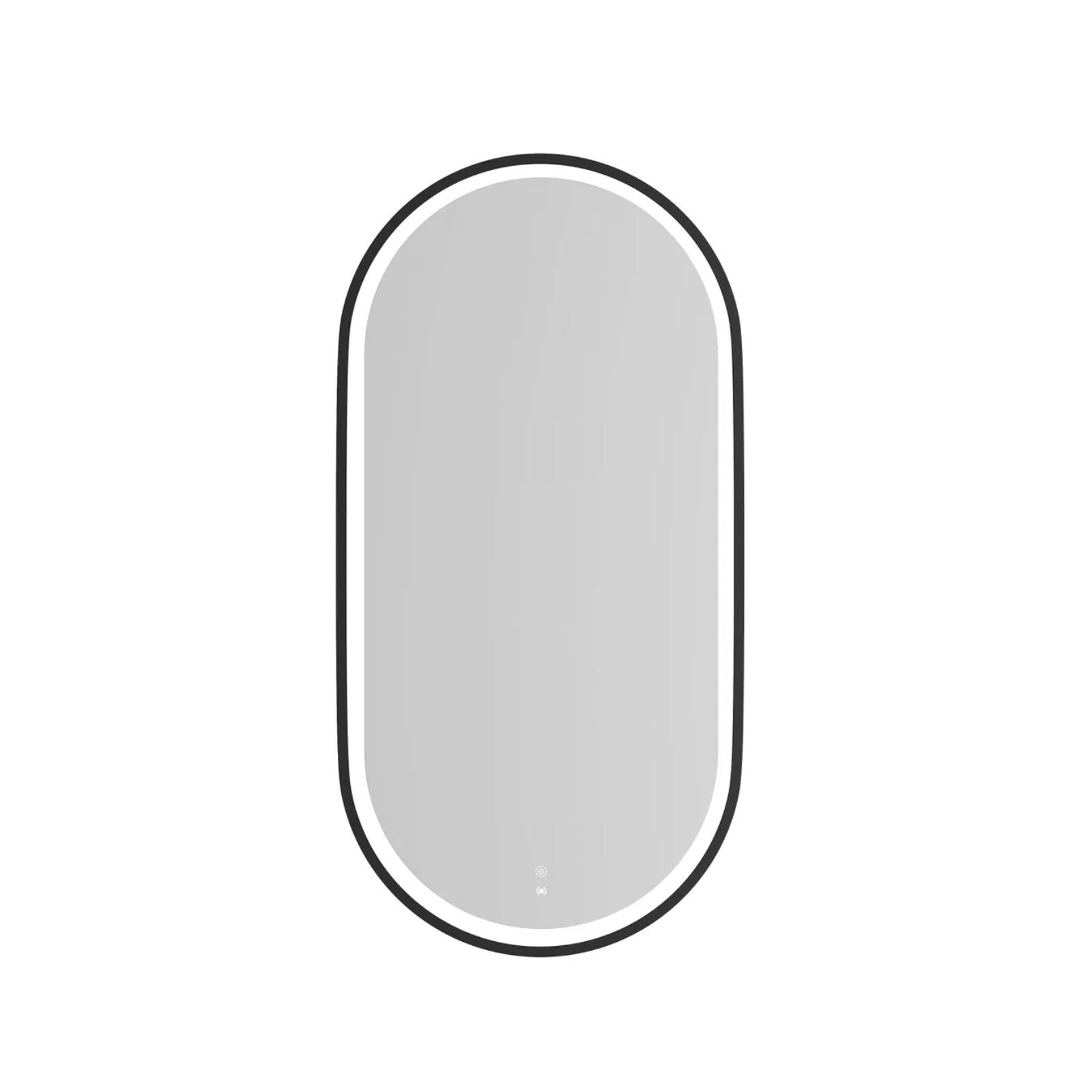 Otti LED Noosa 900mm x 450mm Metal Frame Mirror Black Front View LED-MF9045B-N | The Blue Space