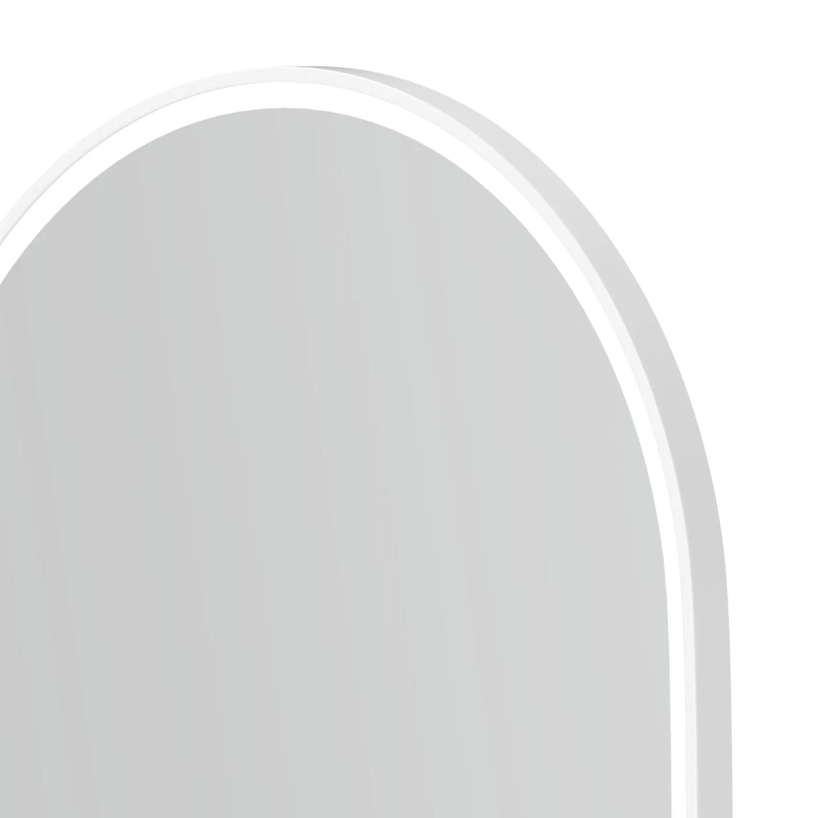 Otti LED Noosa 900mm x 450mm Metal Frame Mirror White Arch Details LED-MF9045W-N | The Blue Space