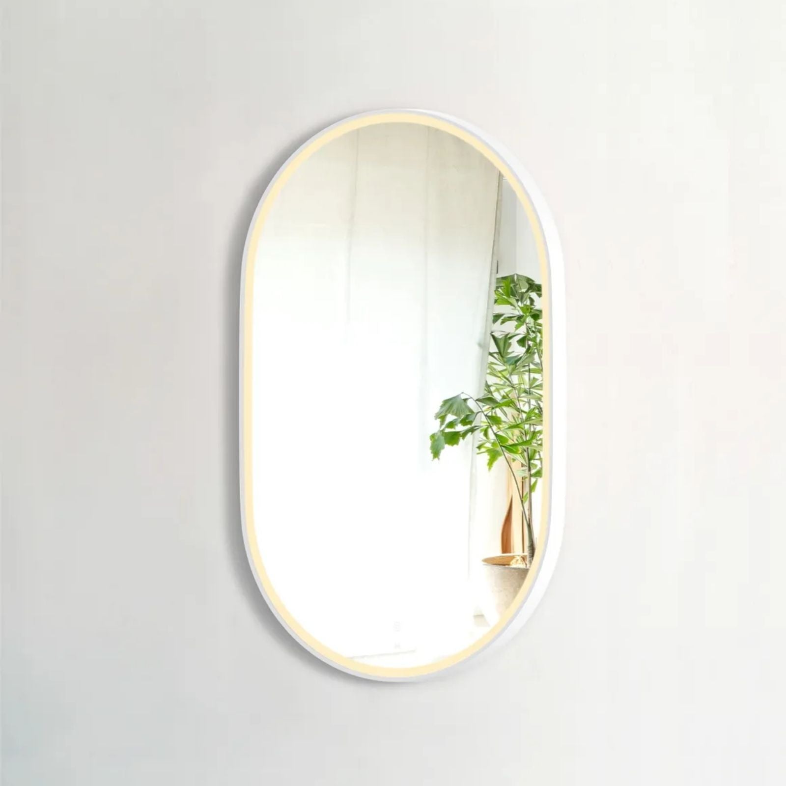 Portrait Otti LED Noosa 900mm x 600mm Metal Frame Mirror - White LED-OVM9060W - The Blue Space