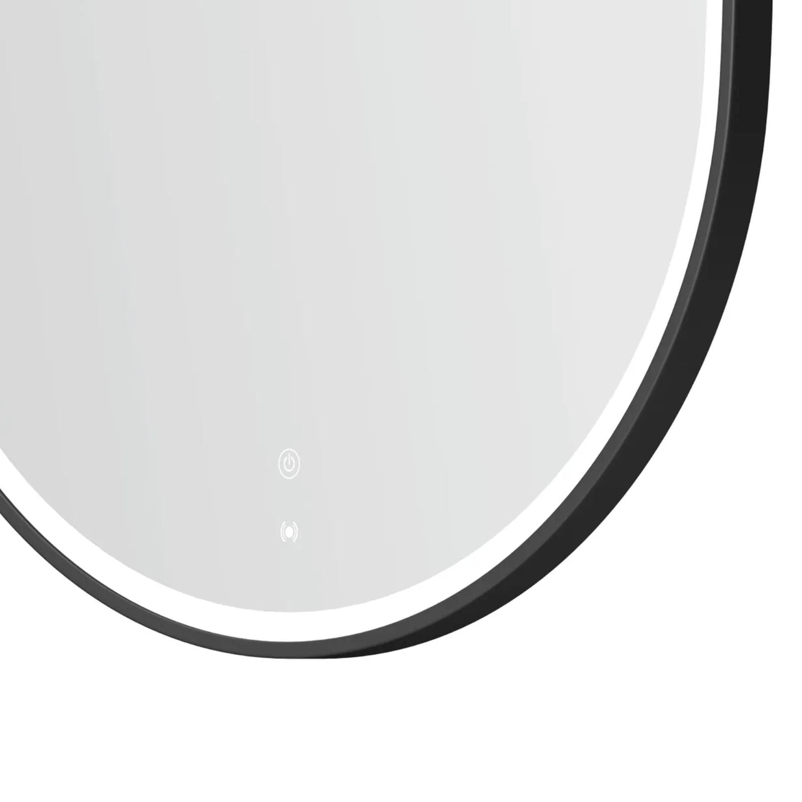 Bottom Corner Otti LED Noosa 900mm x 600mm Metal Frame Tuffi Mirror - Black LED-OVM9060B - The Blue Space