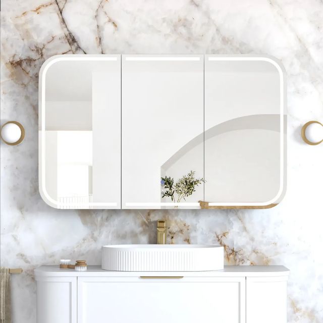 Otti Newport 1200 LED Shaving Cabinet White Matte LED-SSQ1275-VP | The Blue Space