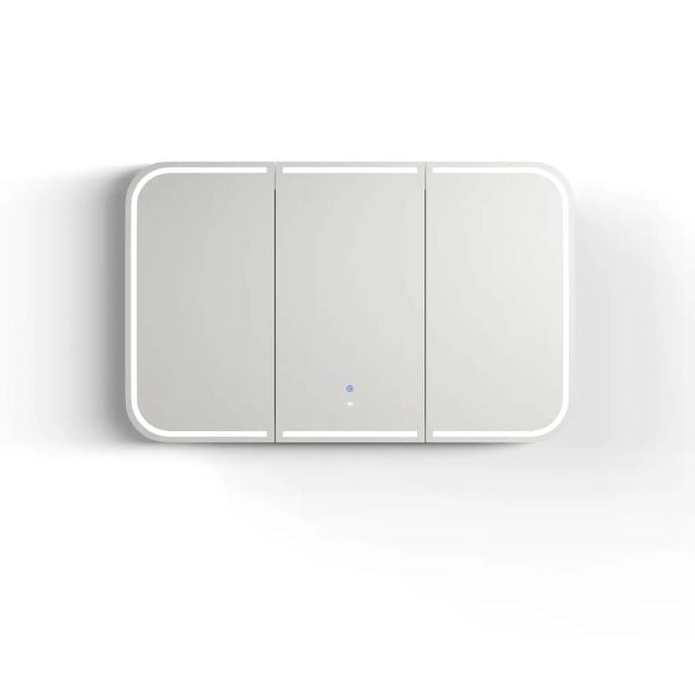 Otti Newport 1200 LED Shaving Cabinet White Matte Front View with 6000K Colour Temperature LED-SSQ1275-VP | The Blue Space