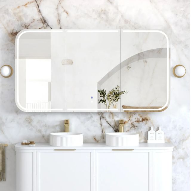 Otti Newport 1500 LED Shaving Cabinet White Matte LED-SSQ1575-VP | The Blue Space