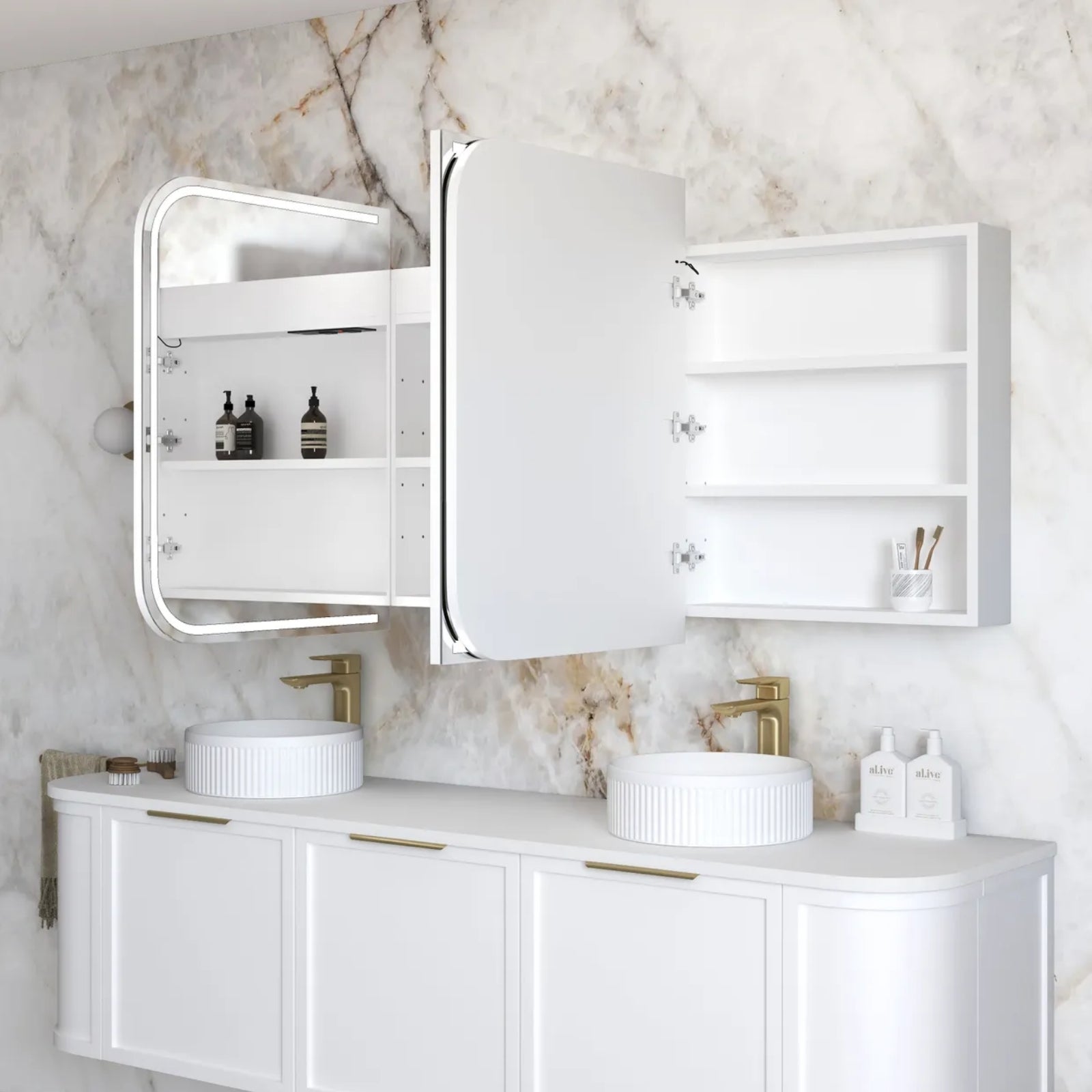 Side Otti Newport 1800x750mm LED Shaving Cabinet Premium Edition - White LED-SSQ1875-VP - The Blue Space