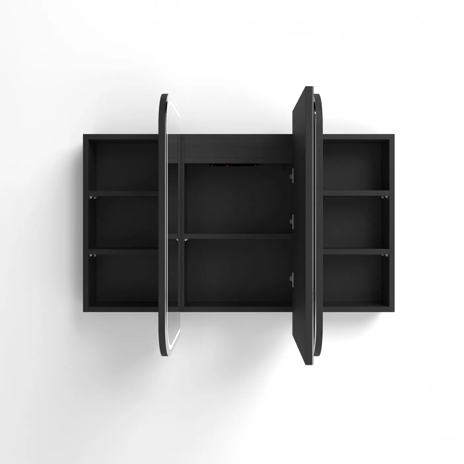 Front Open Otti Newport LED Shaving Cabinet Premium Edition - Black LED-SSQ1275B-VP - The Blue Space