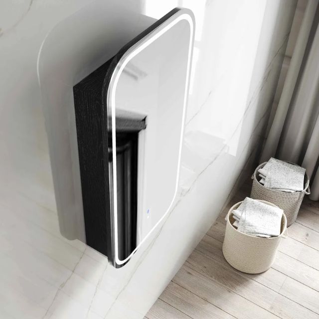 Otti Newport Soft Square LED Shaving Cabinet Black Oak Top View LED-SSQ9045B-VP | The Blue Space