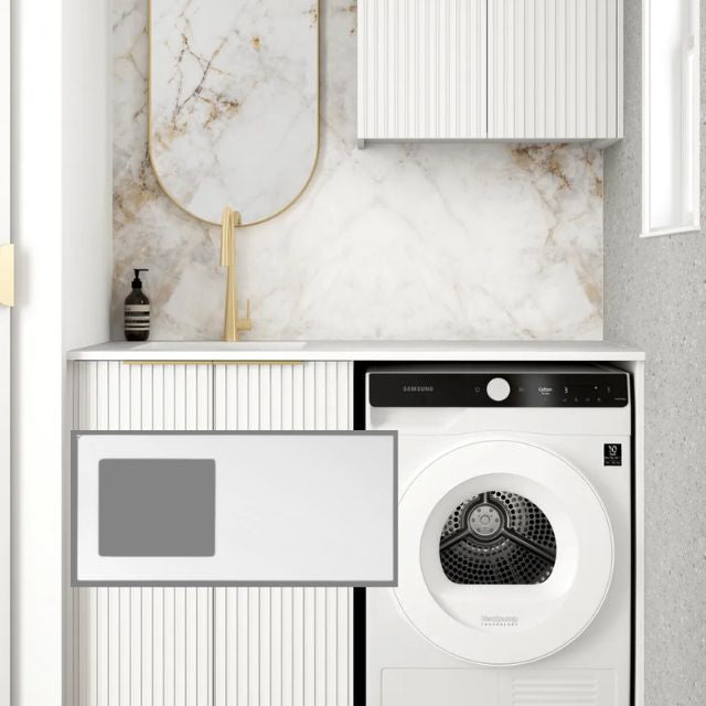 Otti Noosa 1305mm Laundry Set A - White with Matte White Top LA-1305A-NSW-MW-KIT | The Blue Space