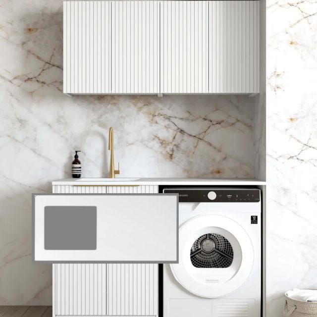 Otti Noosa 1305mm Laundry Set B - White with Matte White Top LA-1305B-NSW-MW-KIT | The Blue Space