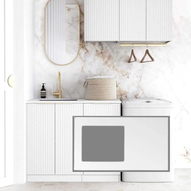 Otti Noosa 1715mm Laundry Set A - White Pure White Solid Surface LA-1715A-NSW-PW-KIT | The Blue Space
