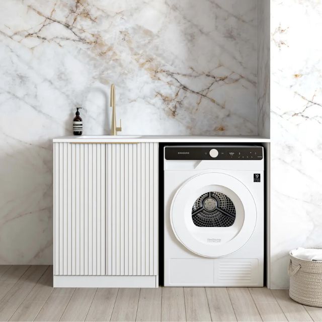 Otti Noosa Fluted White 1300mm Laundry Cabinet Set | The Blue Space