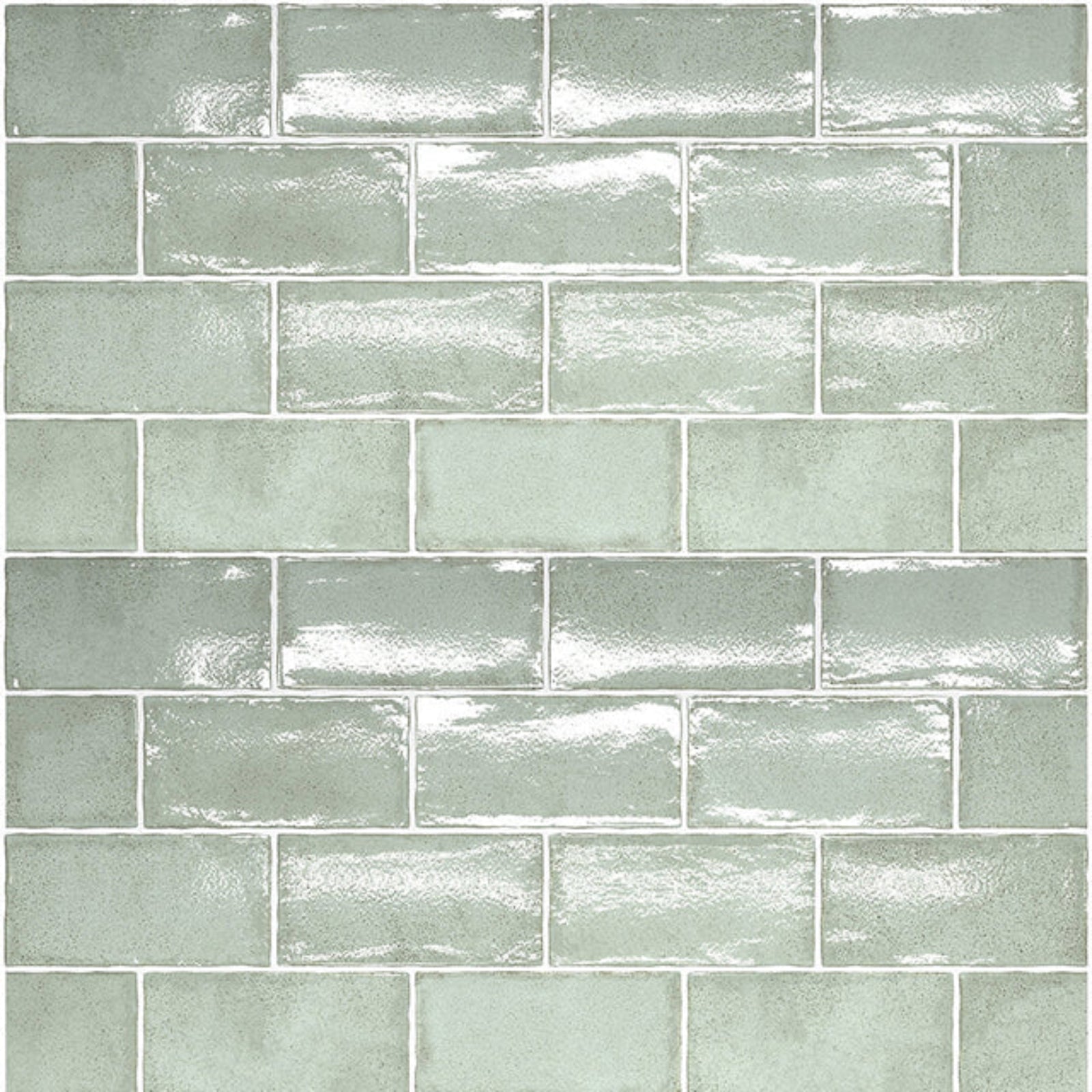 Looks Pale Green Dianna Hand Made Subway Tile 75 x 150 x 9mm Spanish Ceramic | The Blue Space