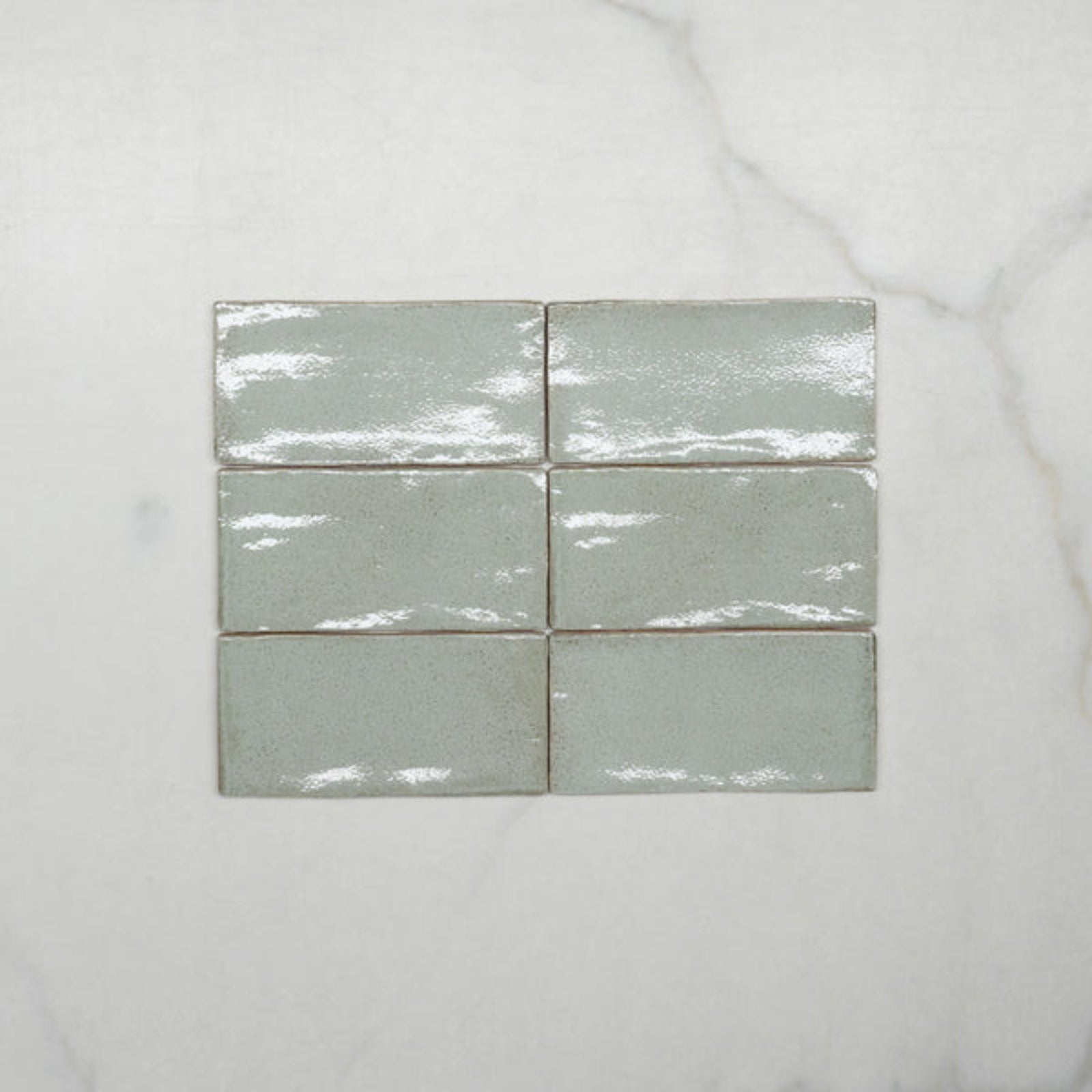 No Hand Pale Green Dianna Hand Made Subway Tile 75 x 150 x 9mm Spanish Ceramic | The Blue Space