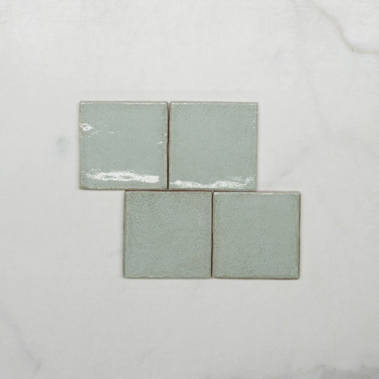 Pattern No Hand Pale Green Dianna Zellige Tile 100 x 100 x 9mm Spanish Ceramic - The Blue Space