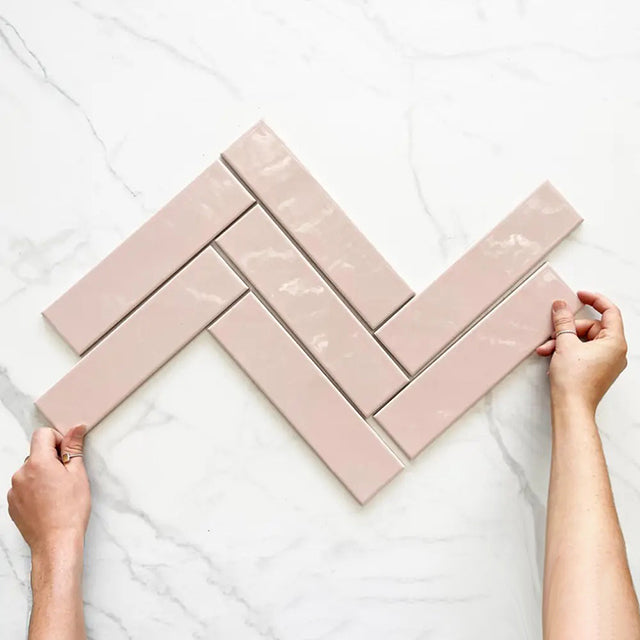 Pastel Pink Bella Subway Tile Matt 65 x 265 x 6mm Ceramic | The Blue Space
