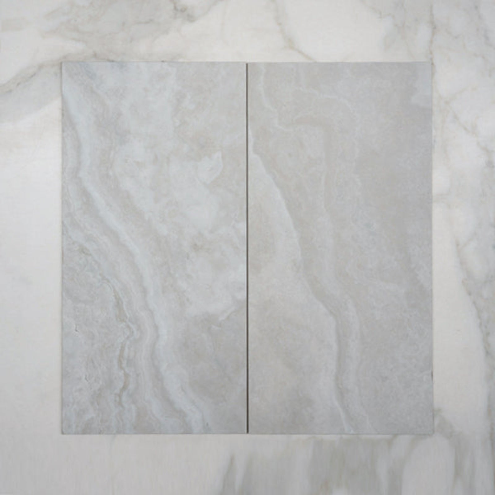 Double No Hand Pearl Ivy Vein Cut Travertine Look Tile Tech Grip 300 x 600 x 10mm Porcelain - The Blue Space