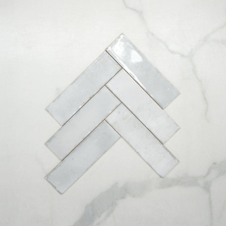 Pearl White Leon Spanish Subway Tile Gloss 69 x 240mm Ceramic