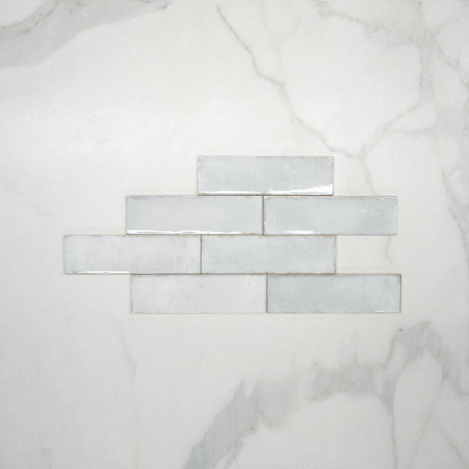 Pattern Pearl White Leon Spanish Subway Tile Gloss 69 x 240mm Ceramic - The Blue Space