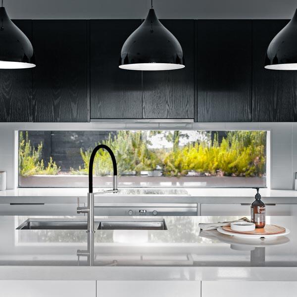Phoenix Blix Flexible Hose Sink Mixer (Round) - Brushed Nickel - kitchen - installed