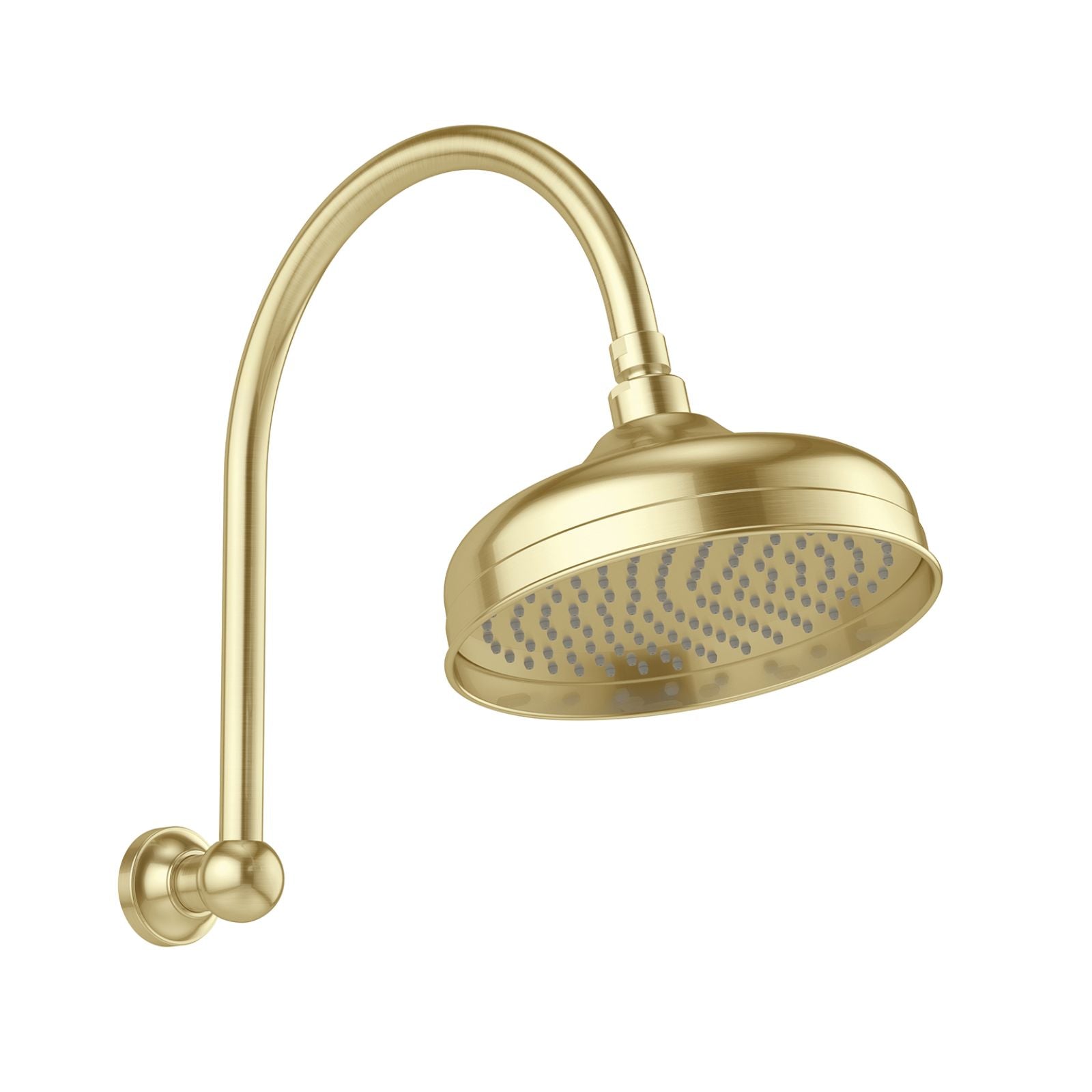 Phoenix Cromford High Rise Shower Arm & Rose 210mm Brushed Gold 134-5302-12 - The Blue Space