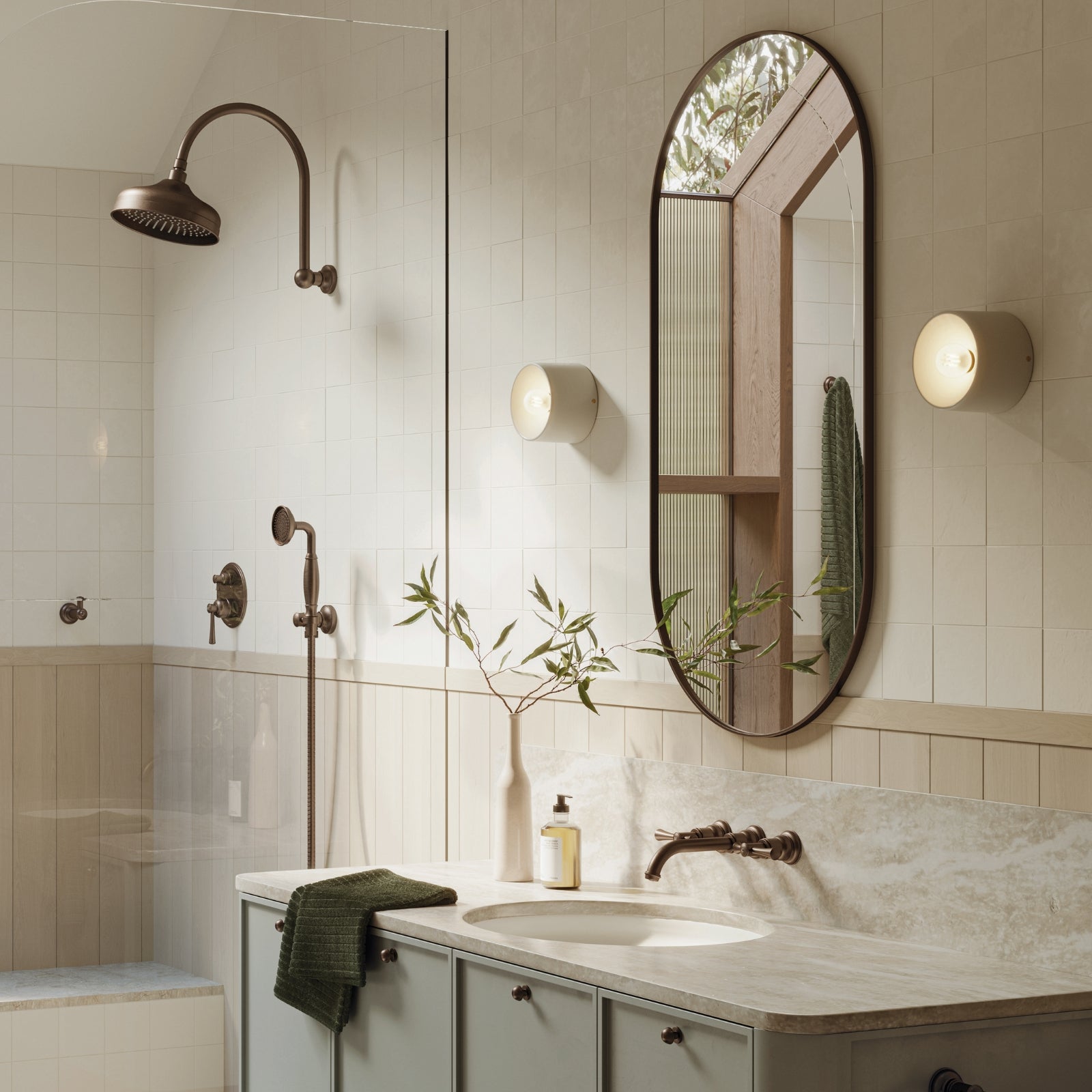 Lifestyle 2 Phoenix Cromford Wall Basin Bath Tap Set - Brushed Bronze 134-1126-24-1 - The Blue Space