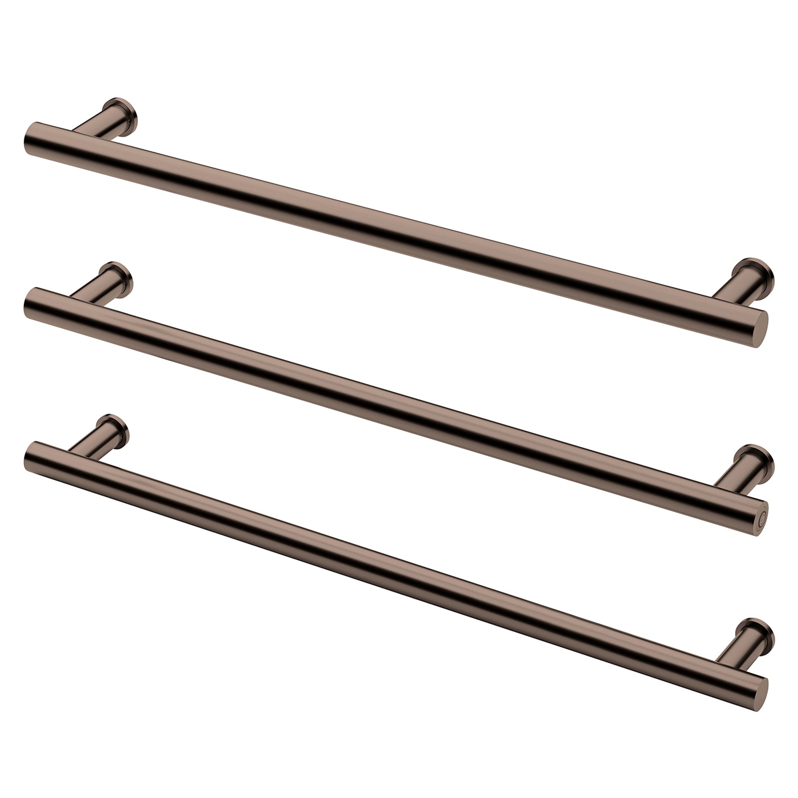 Phoenix Heated Triple Towel Rail Round 800mm Horizontal - Brushed Bronze 650-8763-24 - The Blue Space