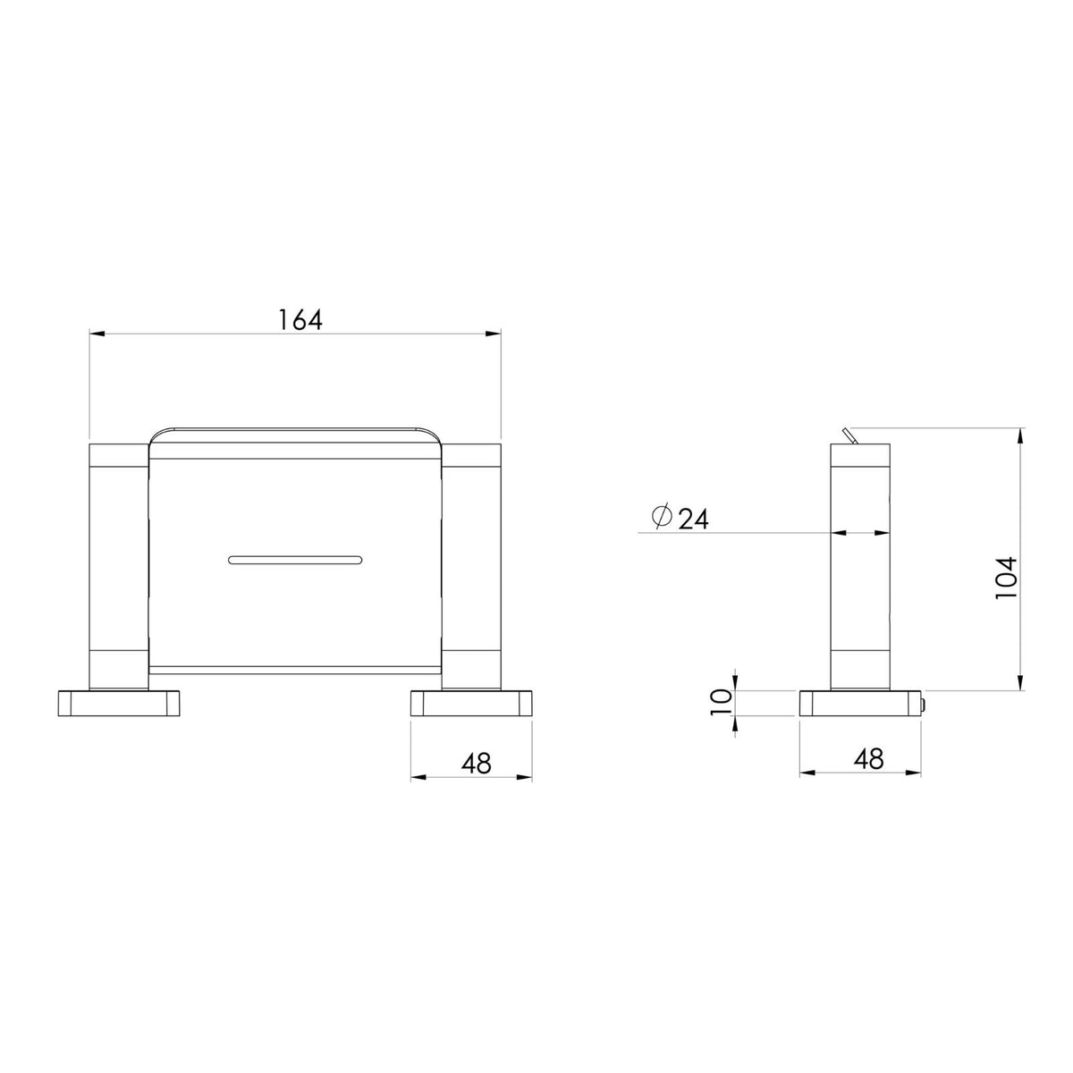 Technical Drawing Phoenix Radii SS 316 Soap Dish Holder Square Plate RS895-51 - The Blue Space