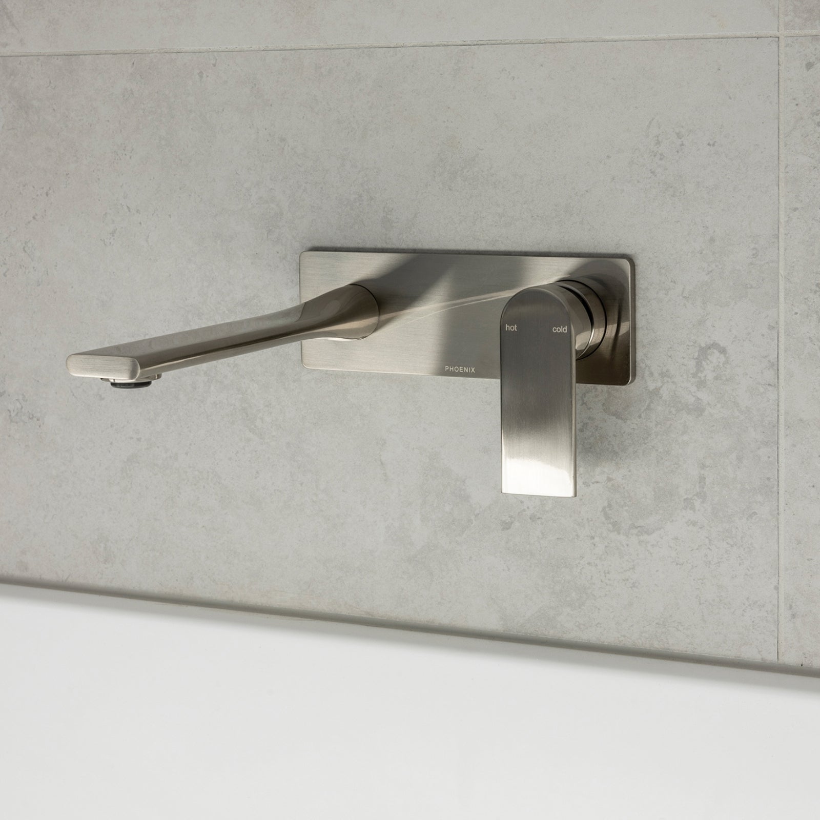 Lifestyle 2 Phoenix Teel SwitchMix Wall Basin / Bath Mixer Set 200mm Brushed Nickel (Complete Kit) 118-2810-40-1-KIT - The Blue Space