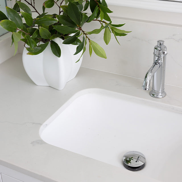 Lifestyle Caroma Liano brushed nickel bath taps | Modern Melbourne Bathroom Renovation | The Blue Space