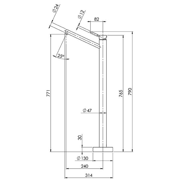 Phoenix Vivid Floor Mounted Bath Mixer Technical Drawings - The Blue Space