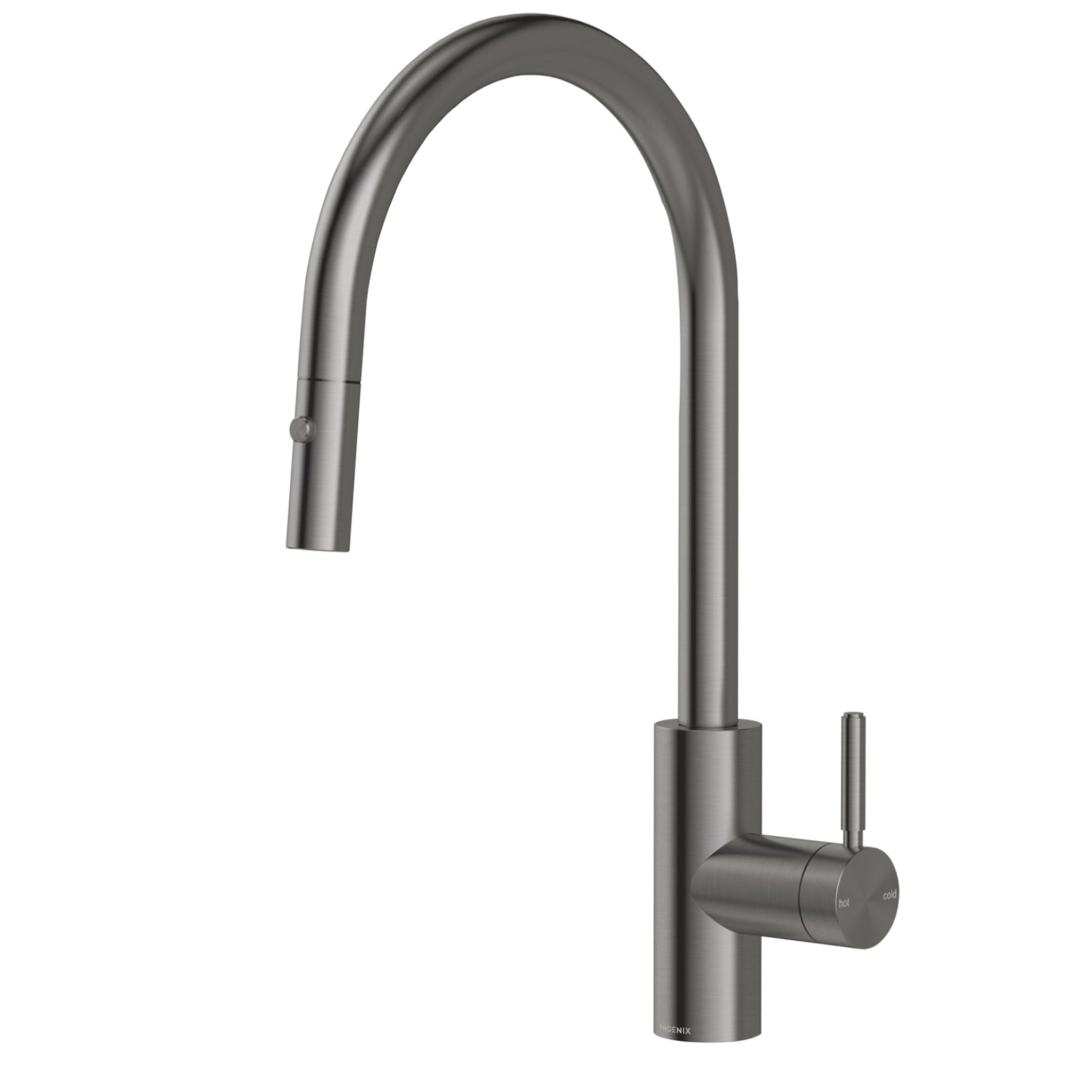 Phoenix Vivid MKII Pull Out Sink Mixer 230mm Gooseneck - Brushed Carbon 146-7120-31-1 - The Blue Space