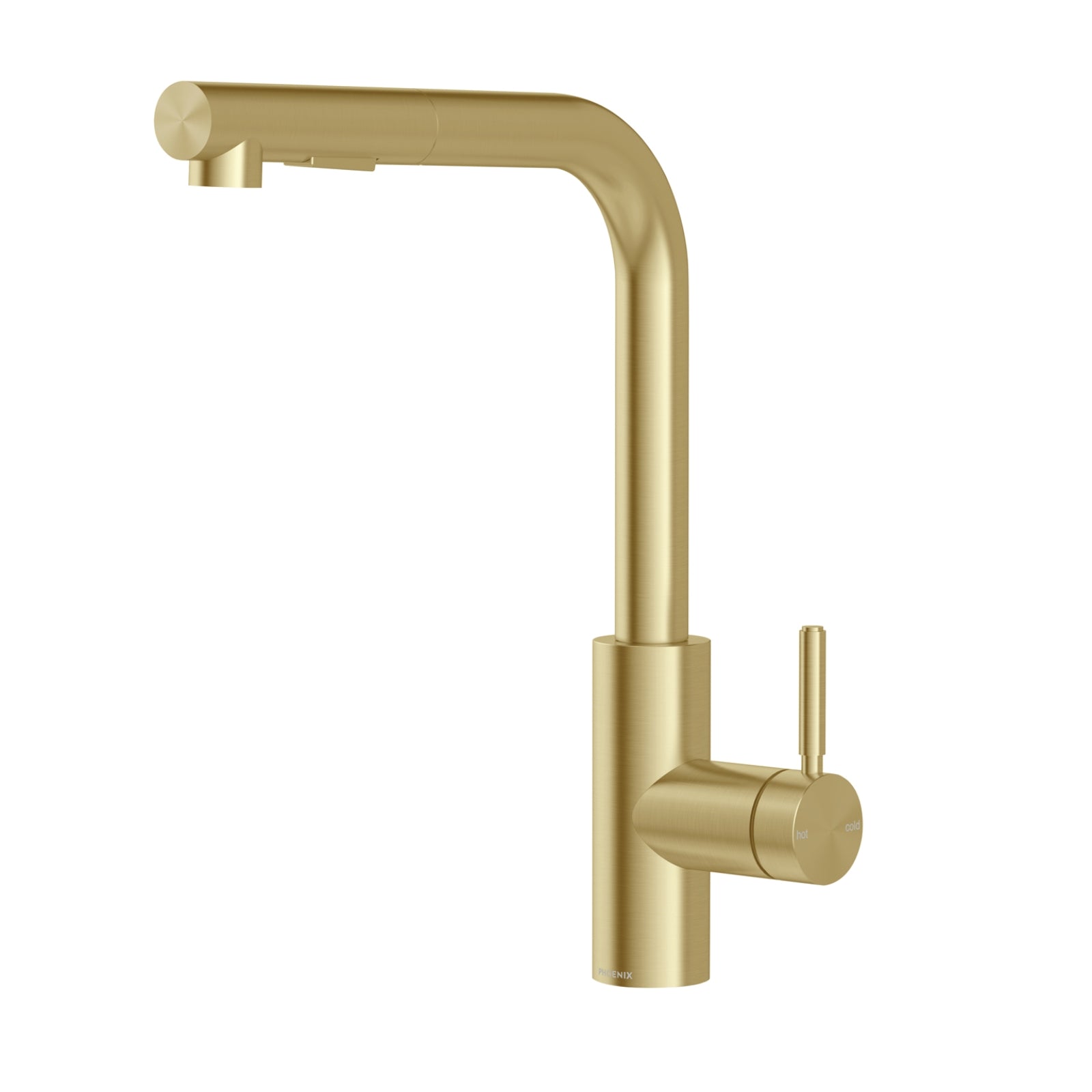 Phoenix Vivid MKII Pull Out Sink Mixer 230mm L Shaped - Brushed Gold 146-7125-12-1 - The Blue Space