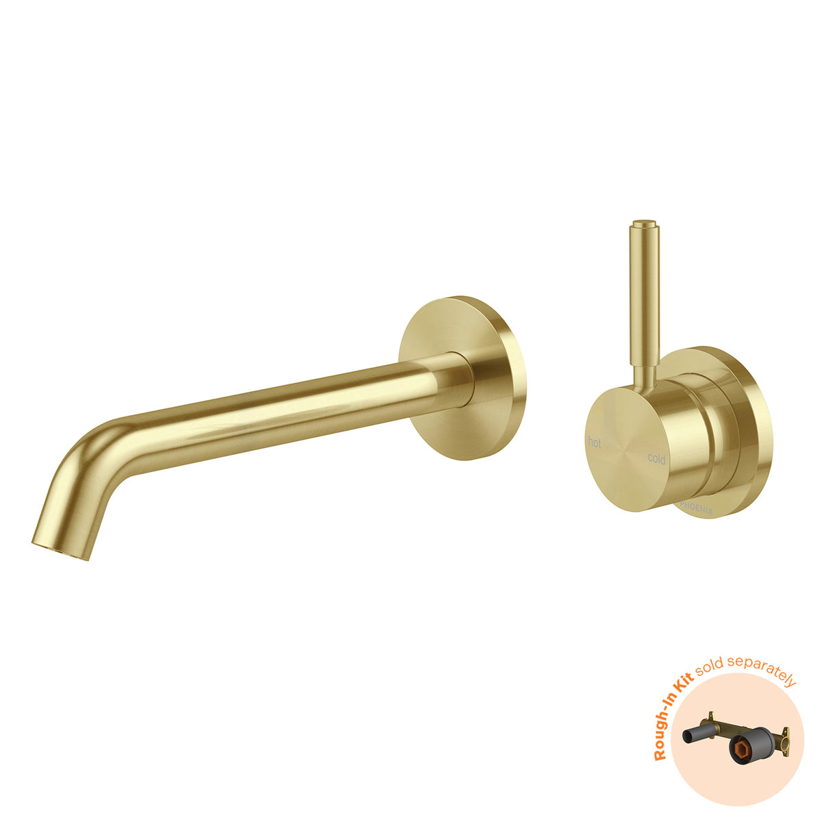 Phoenix Vivid MKII Switchmix Wall Basin Bath Mixer Set 200mm Pin Up Fit Off Kit - Brushed Gold 146-2822-12-1 - The Blue Space