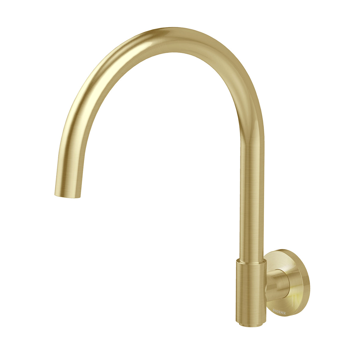 Phoenix Vivid MKII Wall Sink Outlet 200mm Gooseneck - Brushed Gold 146-0870-12-1 - The Blue Space